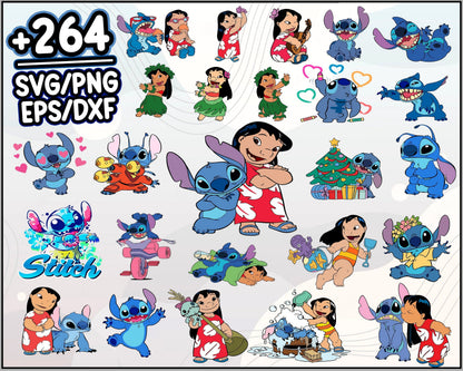 264+ Lilo and Stitch Bundle SVG, stitch svg, Lilo and Stitch SVG bundle for Cricut, lilo and stitch palm png, clipart, stitch character svg, Cartoon svg, png, dxf, eps digital file