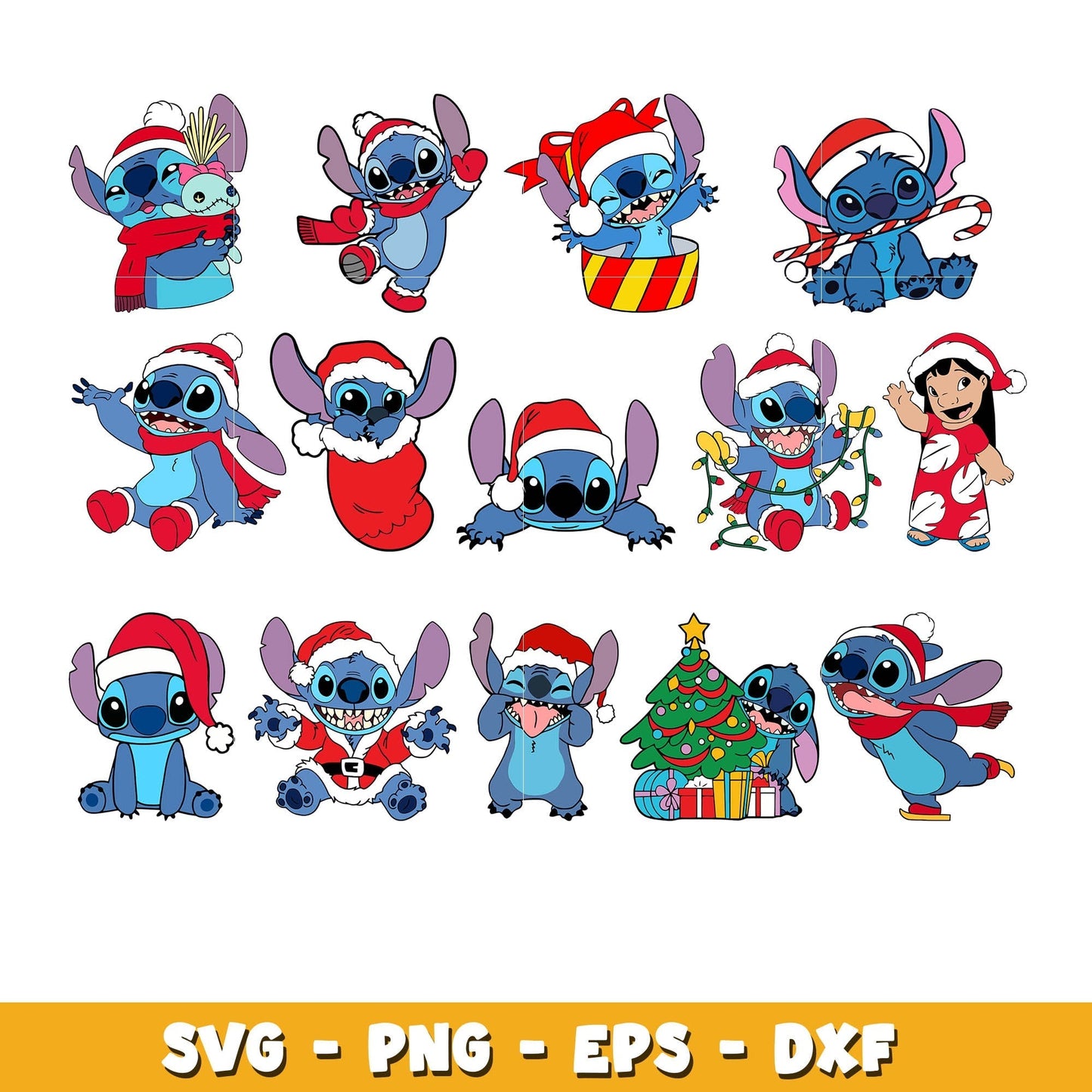 Lilo & Stitch Christmas bundle svg, Disney cartoon svg, Digital download