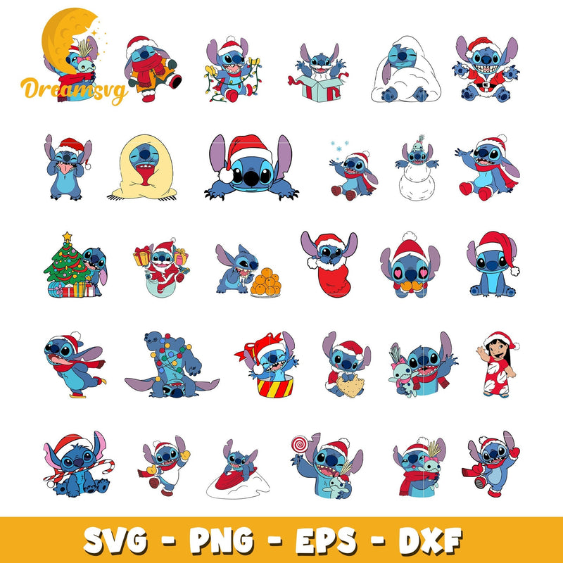 Stitch santa christmas design bundle svg, disney stitch christmas svg