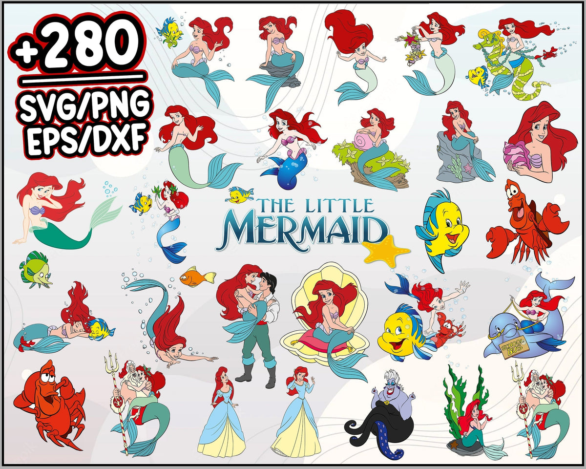 280+ Little Mermaid Bundle Svg, Trending Svg, Ariel Svg, Little Mermaid Svg, Trending Svg, Ariel Svg, Little Mermaid Svg, Little Princess, Cartoon svg, png, dxf, eps digital file
