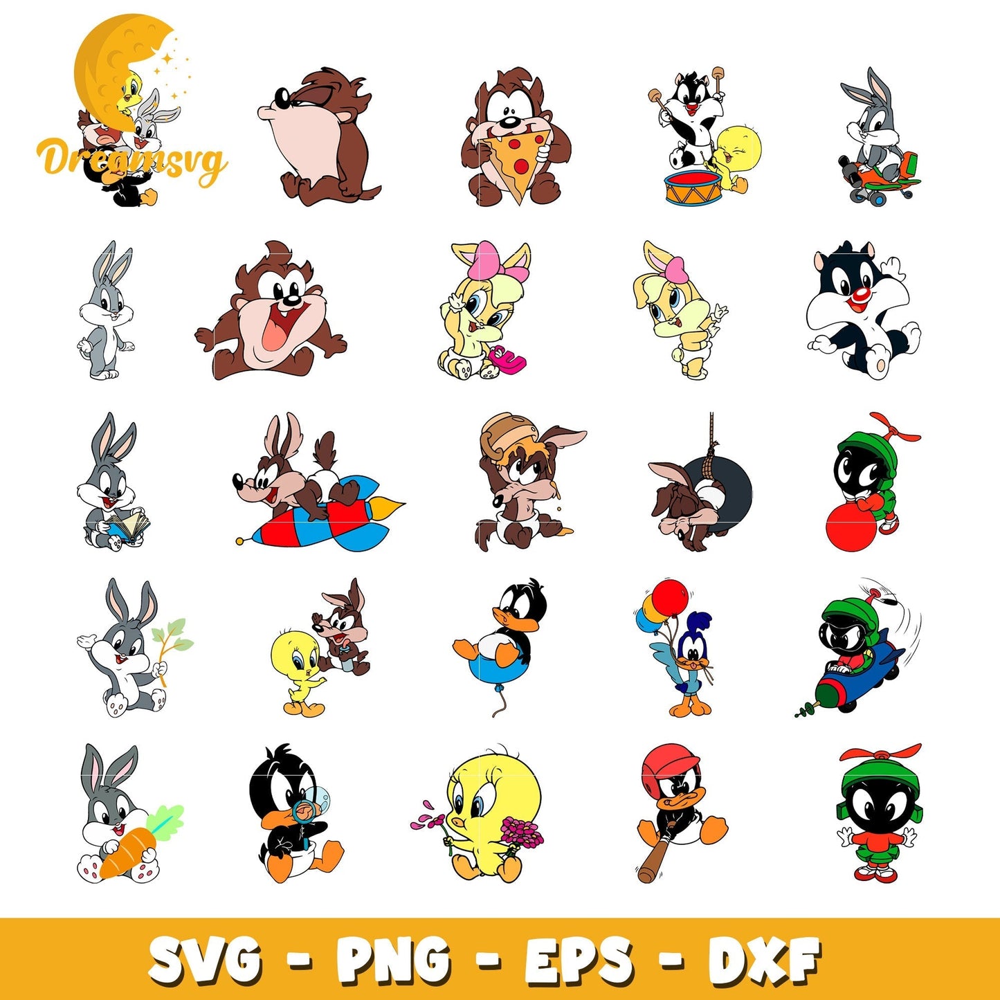 Baby looney tunes design bundle svg, looney tunes characters svg