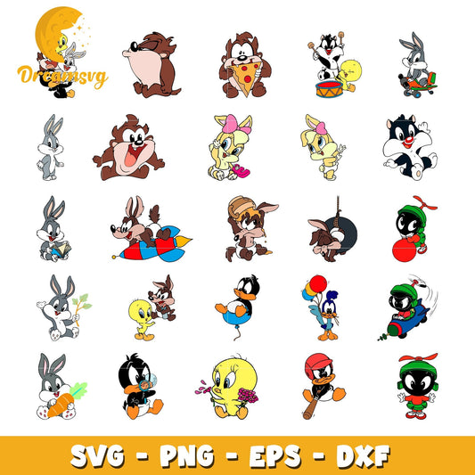 Baby looney tunes design bundle svg, looney tunes characters svg