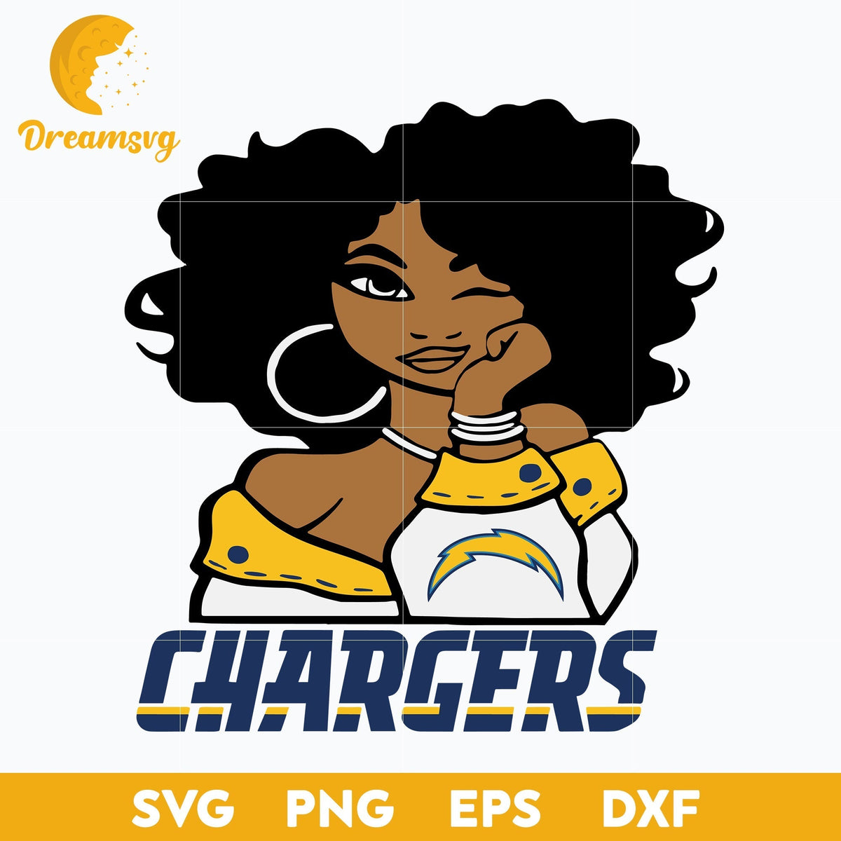 Los Angeles Chargers Girl Nfl Svg, Los Angeles Chargers Svg, Sport Svg, Nfl Svg, Png, Dxf, Eps Digital File.