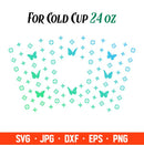 Butterfly Full Wrap with Logo Svg, Starbucks Svg, Coffee Ring Svg, Cold Cup Svg, Cricut, Silhouette Vector Cut File