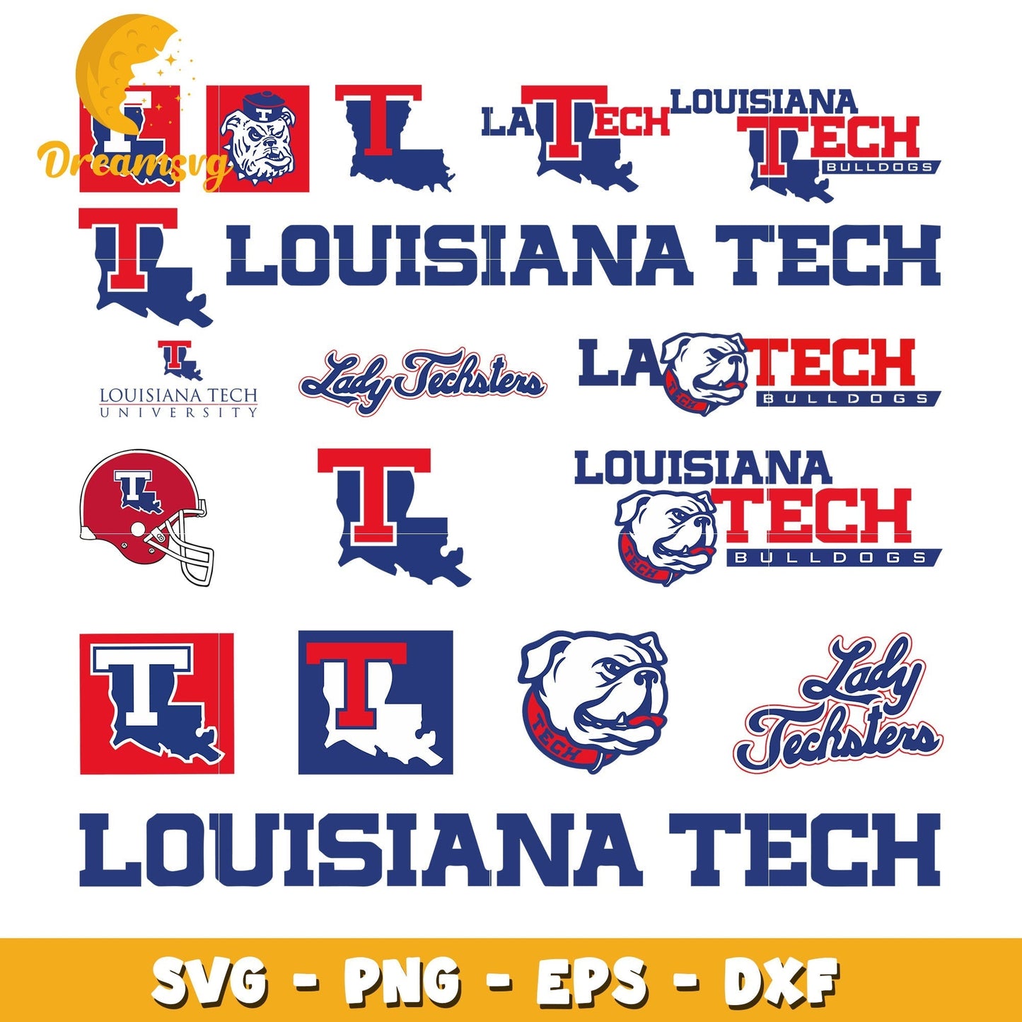 Louisiana tech logo bundle svg, louisiana tech football svg