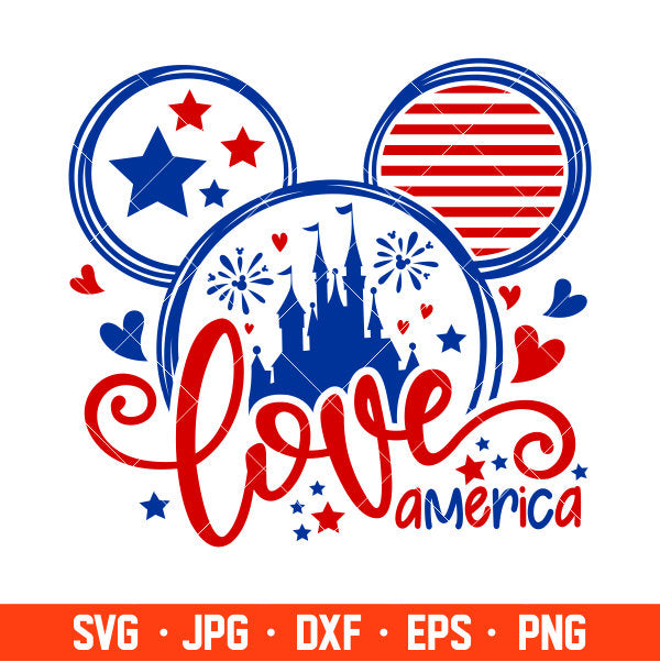 Love America Mickey Svg, Free Svg, Daily Freebies Svg, Cricut, Silhouette Vector Cut File