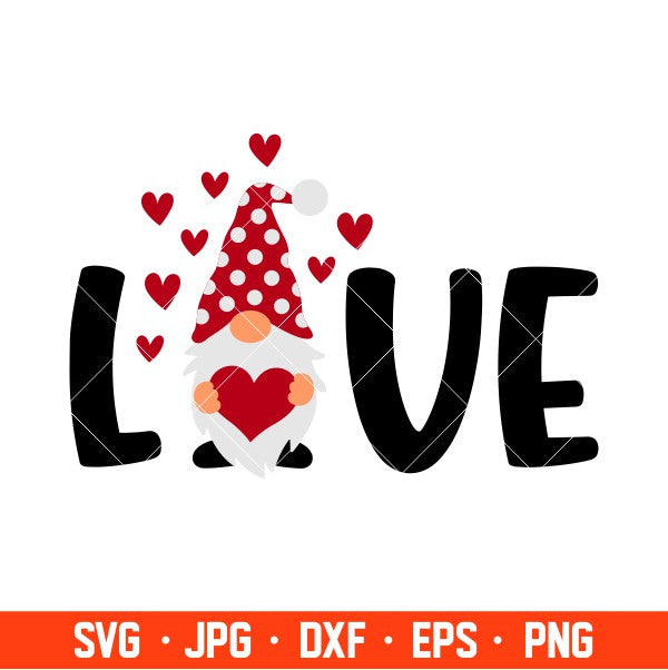 Love Gnome Svg, Valentine’s Day Svg, Valentine Svg, Love Svg, Cricut, Silhouette Vector Cut File