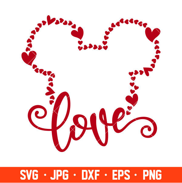 Love Hearts Mickey Svg, Free Svg, Daily Freebies Svg, Cricut, Silhouette Vector Cut File