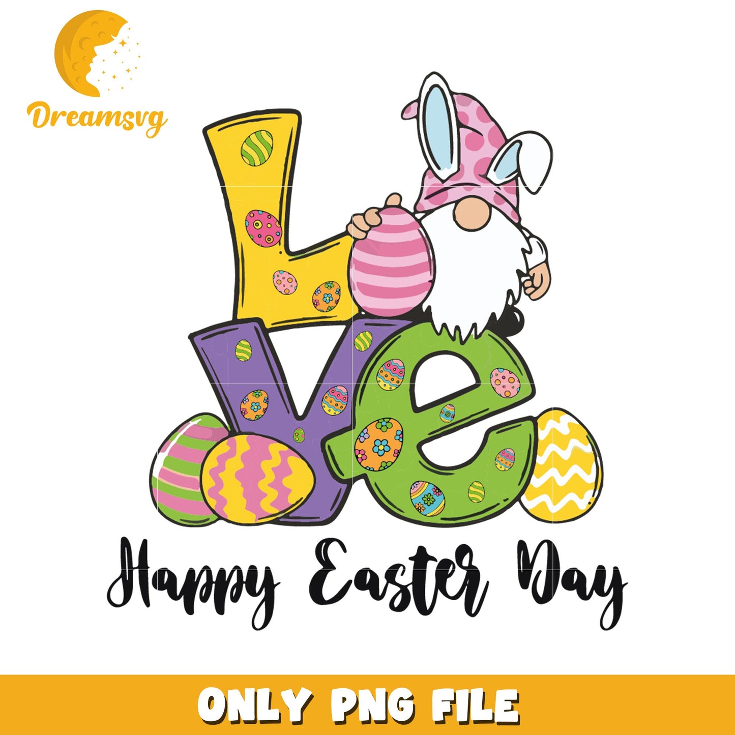 Love happy easter day font design png, happy easter day png