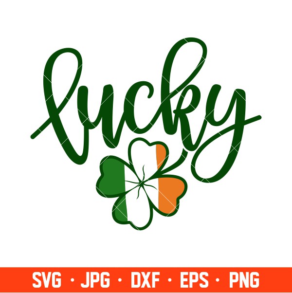 Lucky Irish Flag Clover Svg, St. Patrick’s Day Svg, Lucky Svg, Irish Svg, Clover Svg, Cricut, Silhouette Vector Cut File