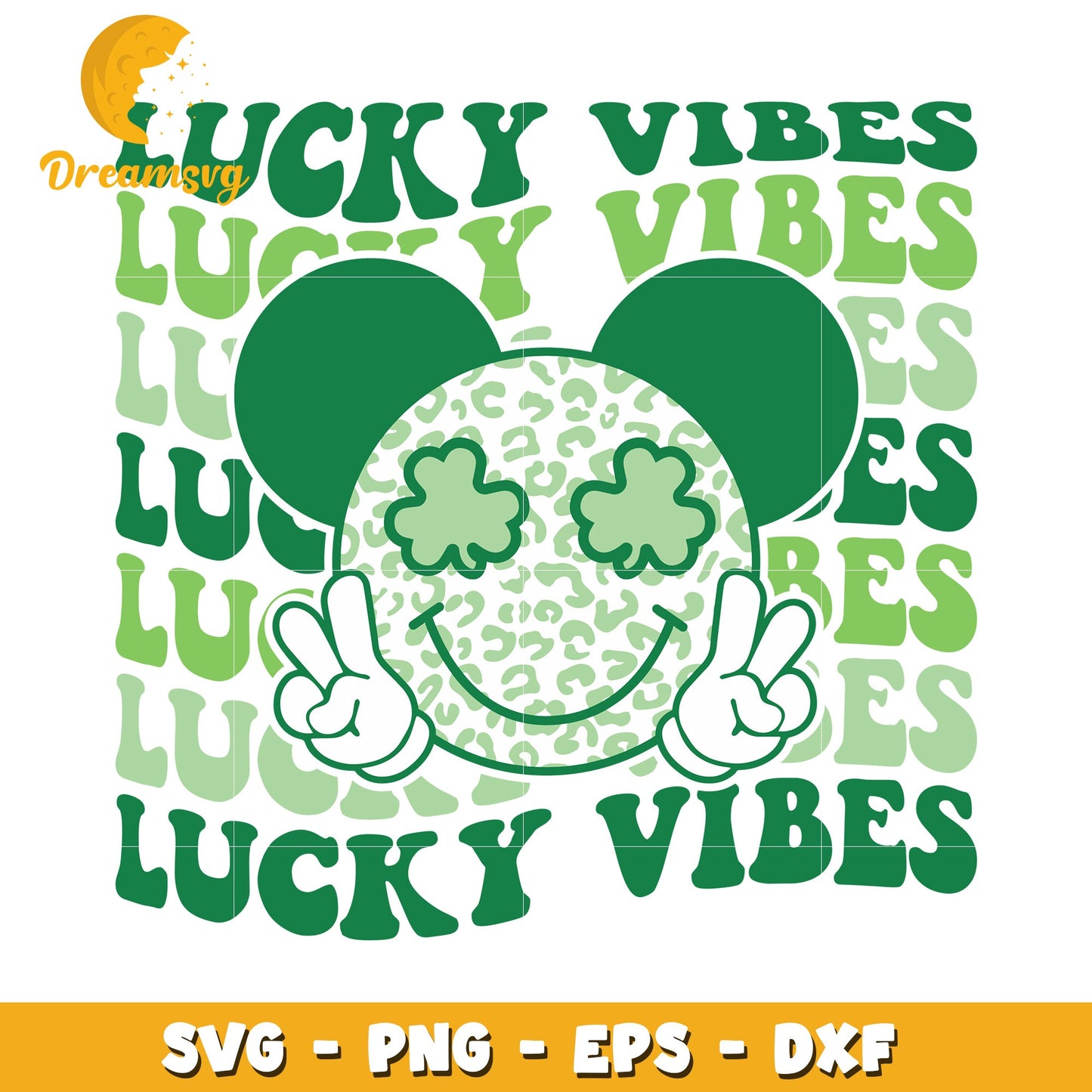 Lucky Vibes SVG Cut File Shamrock Mickey