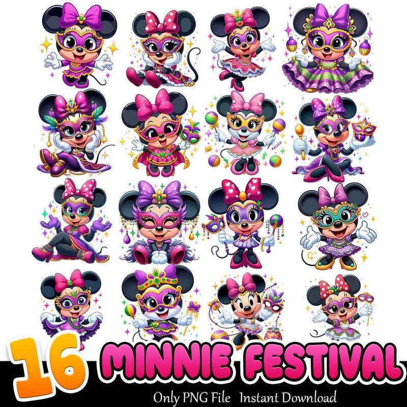 Minnie Mardi Gras Bundle PNG 16+ Mardi Gras Mask PNG Instant Download