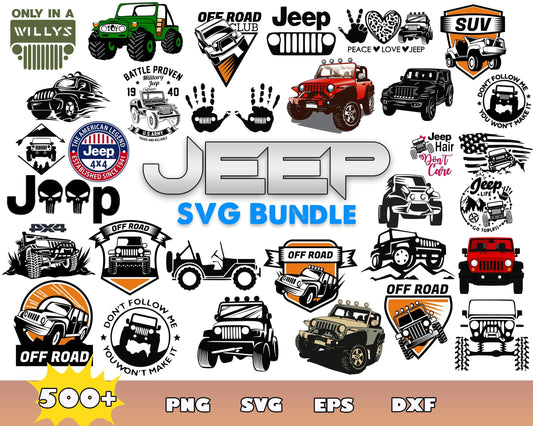 500+ Jeep Mega Svg Bundle, Bundle svg, png, epf, dfx - Digital download