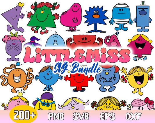 200+ Mega bundle little miss, Svg and Png files, digital files for cricut, digital download.