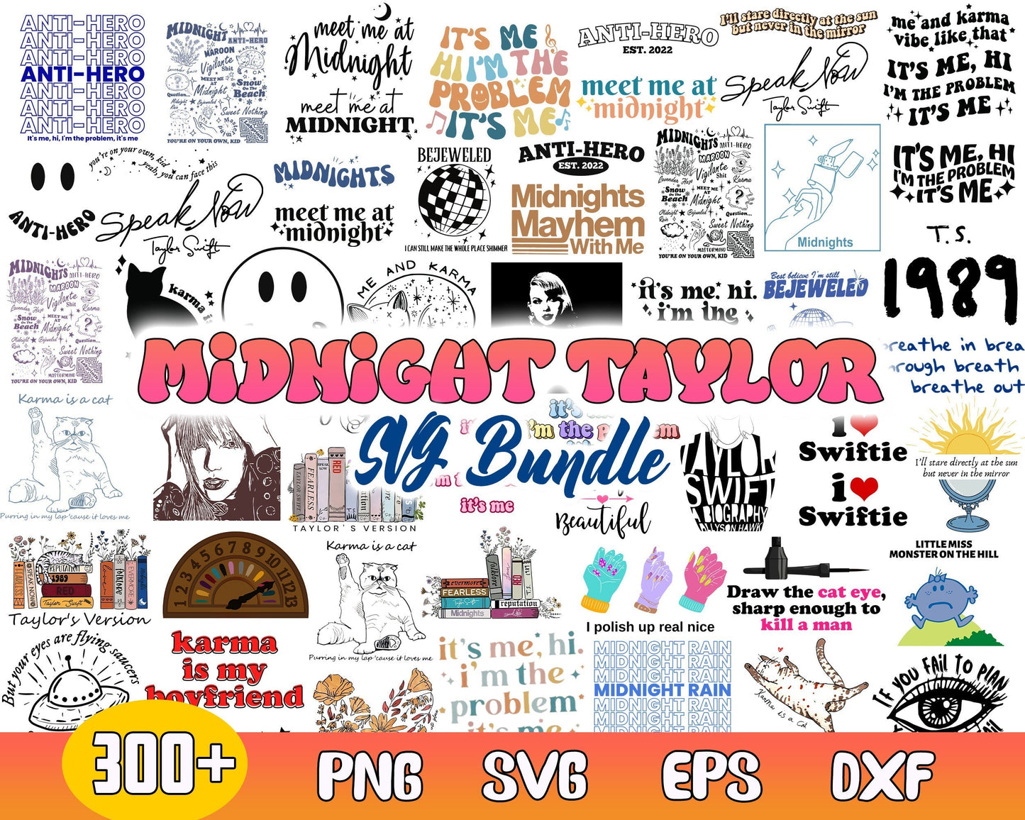 Version 2 - 300+ TS Midnight bundle, Mega Taylor Midnight bundle, Taylor Swift Inspired PNG, Sublimation - Digital download