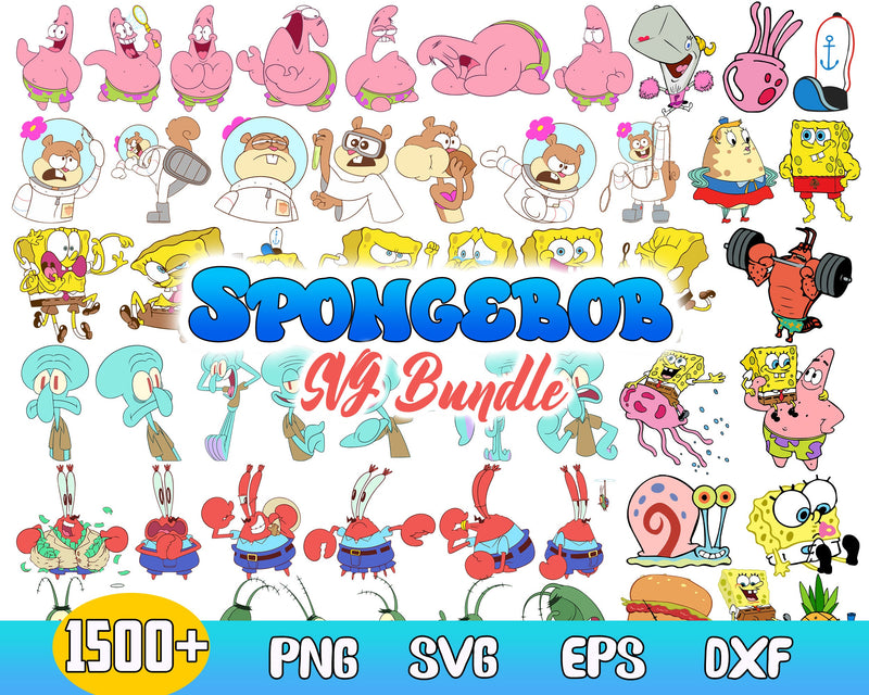 1500+ Spongebob Svg Bundle, Spongebob Png, Spongebob Birthday Svg, Spongebob Clipart, Patrick Star Svg, Sandy Cheeks Svg, Plankton Svg