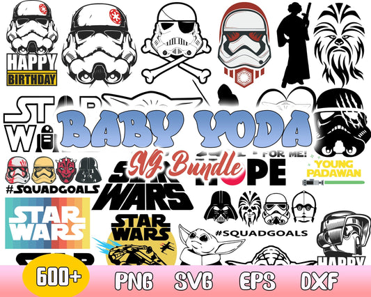 Baby yoda svg bundle 600+ svg, png, dxf, pdf