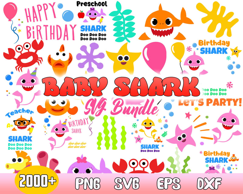 2000+ Baby Shark SVG Mega Bundle, Bundle svg, eps, png, dxf