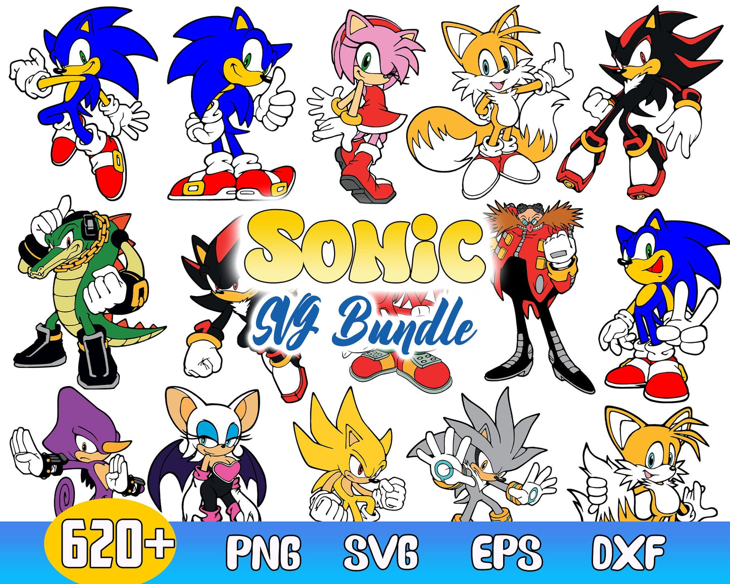620+ Sonic clipart PNG, Printable png, svg, exp, dxf, Sonic digital stickers, Immediate download