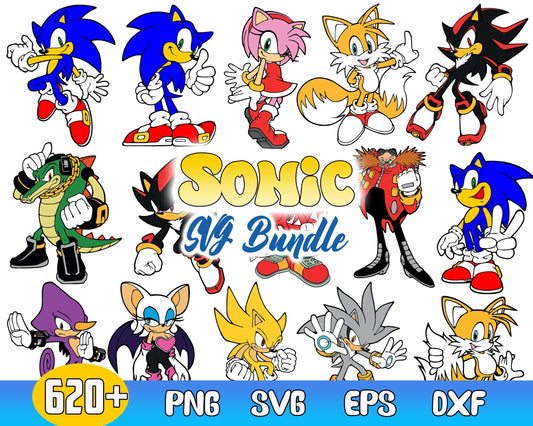 620+ Sonic clipart PNG, Printable png, svg, exp, dxf, Sonic digital stickers, Immediate download