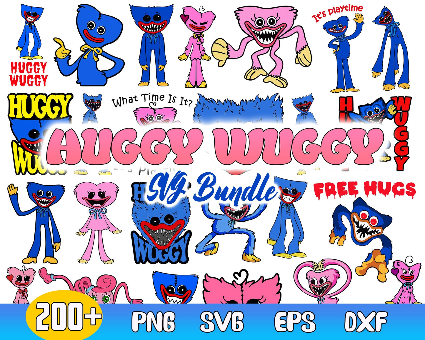 200+ Mega Huggy Wuggy SVG bundle, Wuggy svg files, Gaming characters svg, Digital file