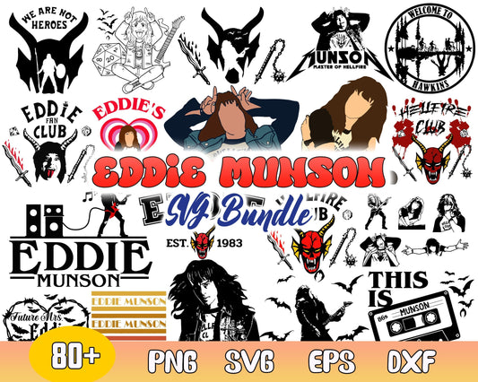 80+ Bundle Eddie Muson characters, Stranger Things Svg, Cricut Svg, Engraving File, Instant Download