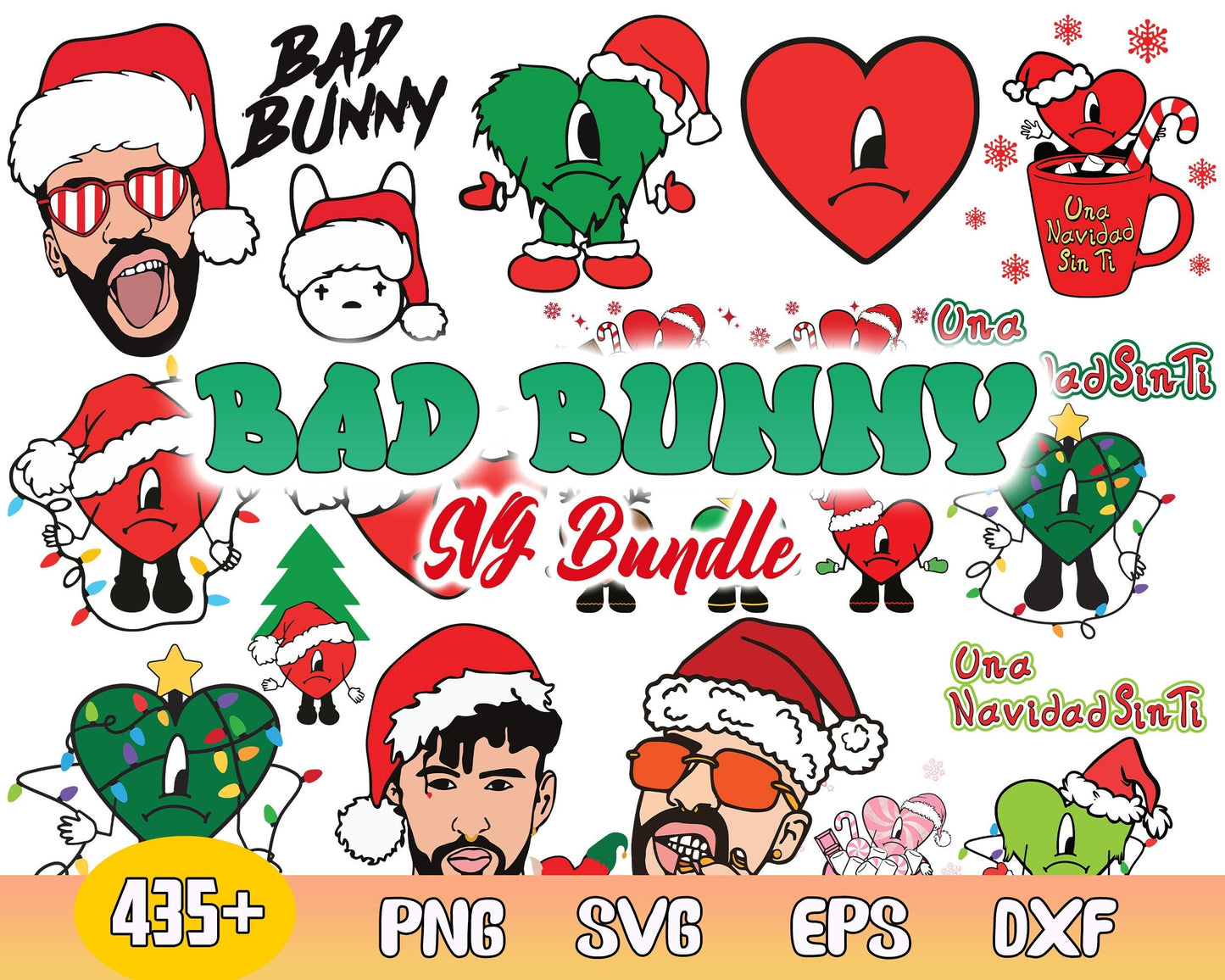 435+ Christmas Bad Bunny, Xmas 2022 Bad Bunny digital designs, Bad Bunny svg, png, eps, dxf, Digital download.