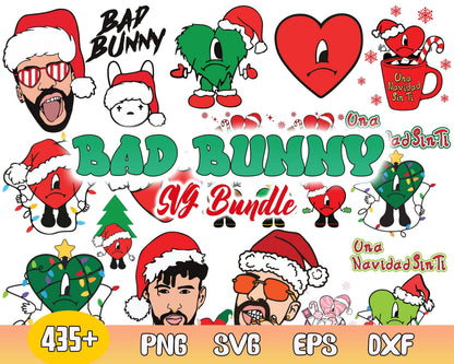 435+ Christmas Bad Bunny, Xmas 2022 Bad Bunny digital designs, Bad Bunny svg, png, eps, dxf, Digital download.