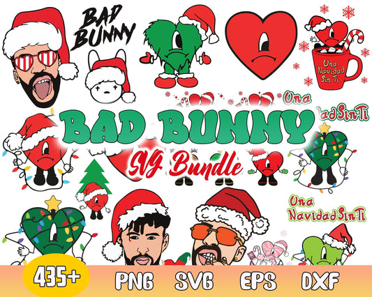 435+ Christmas Bad Bunny, Xmas 2022 Bad Bunny digital designs, Bad Bunny svg, png, eps, dxf, Digital download.