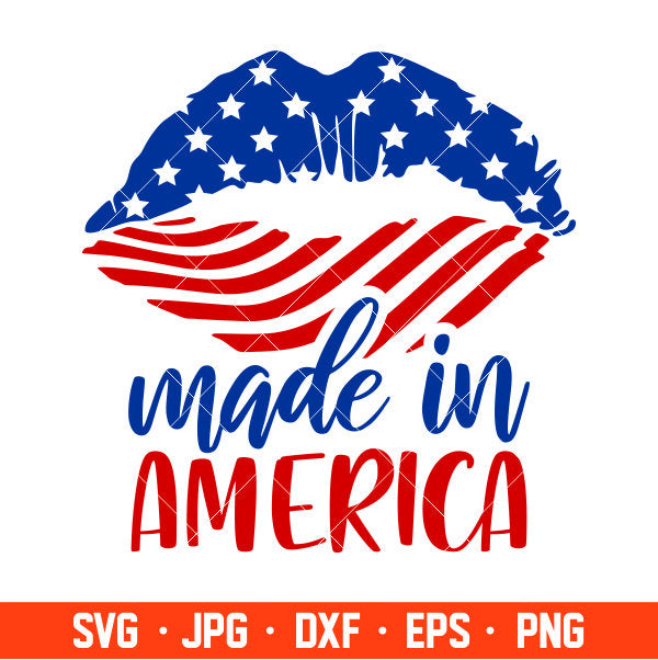 Made In America Lips Svg, Usa Flag Lips Svg, America Svg, Cricut, Silhouette Cut File