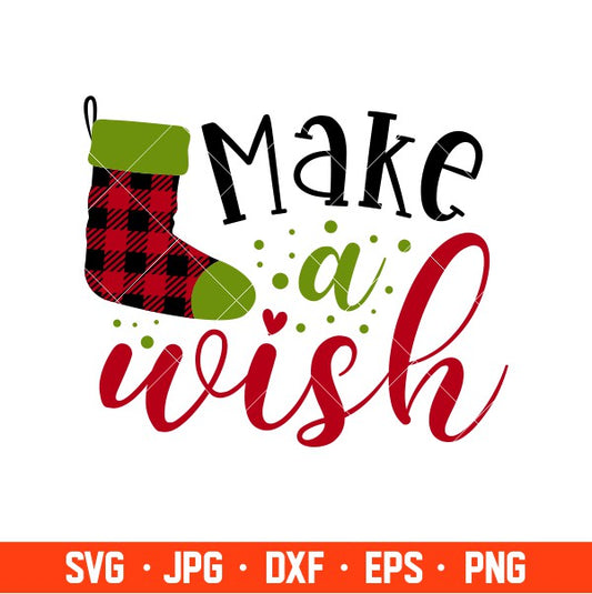 Make A Wish Svg, Merry Christmas Svg, Buffalo Plaid Svg, Cricut, Silhouette Vector Cut File
