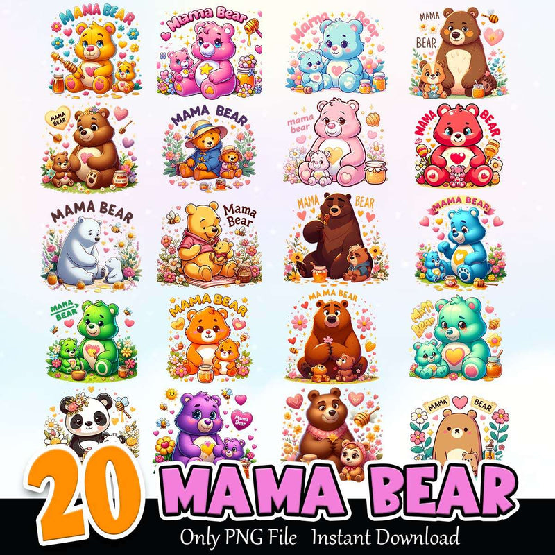 Mama Bear PNG Bundle Sublimation Instant Download