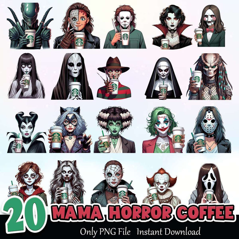 Mama Horror Characters PNG Bundle Sublimation Instant Download