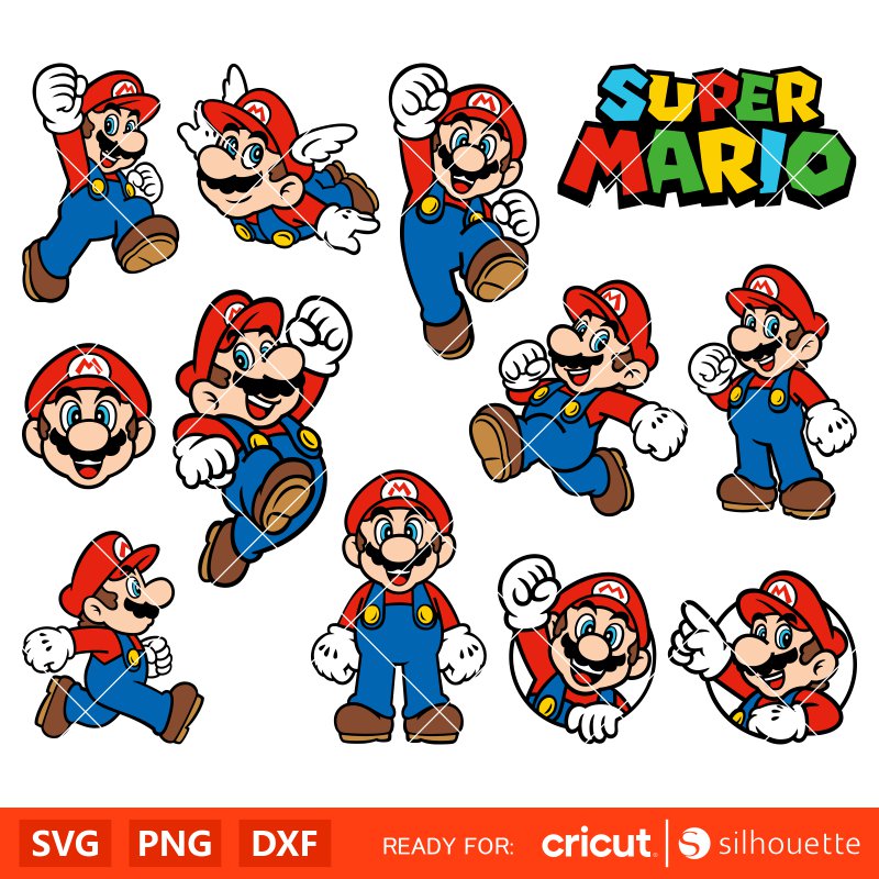 Super Mario Svg Bundle, Mario Characters Svg, Mario Bros Svg for Cricut, Mario Silhouette Vector Cut Files