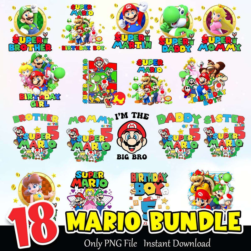 Mario PNG Bundle Sublimation Instant Download