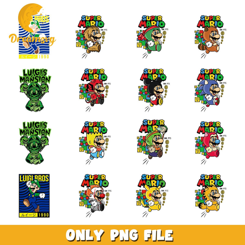 Super Mario games bundle png, super mario bros wonder png