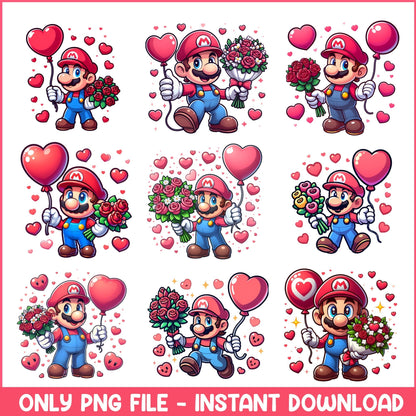 Supper Mario valentine bundle png