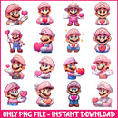 Supper Mario valentine bundle png, Cartoon valentine bundle