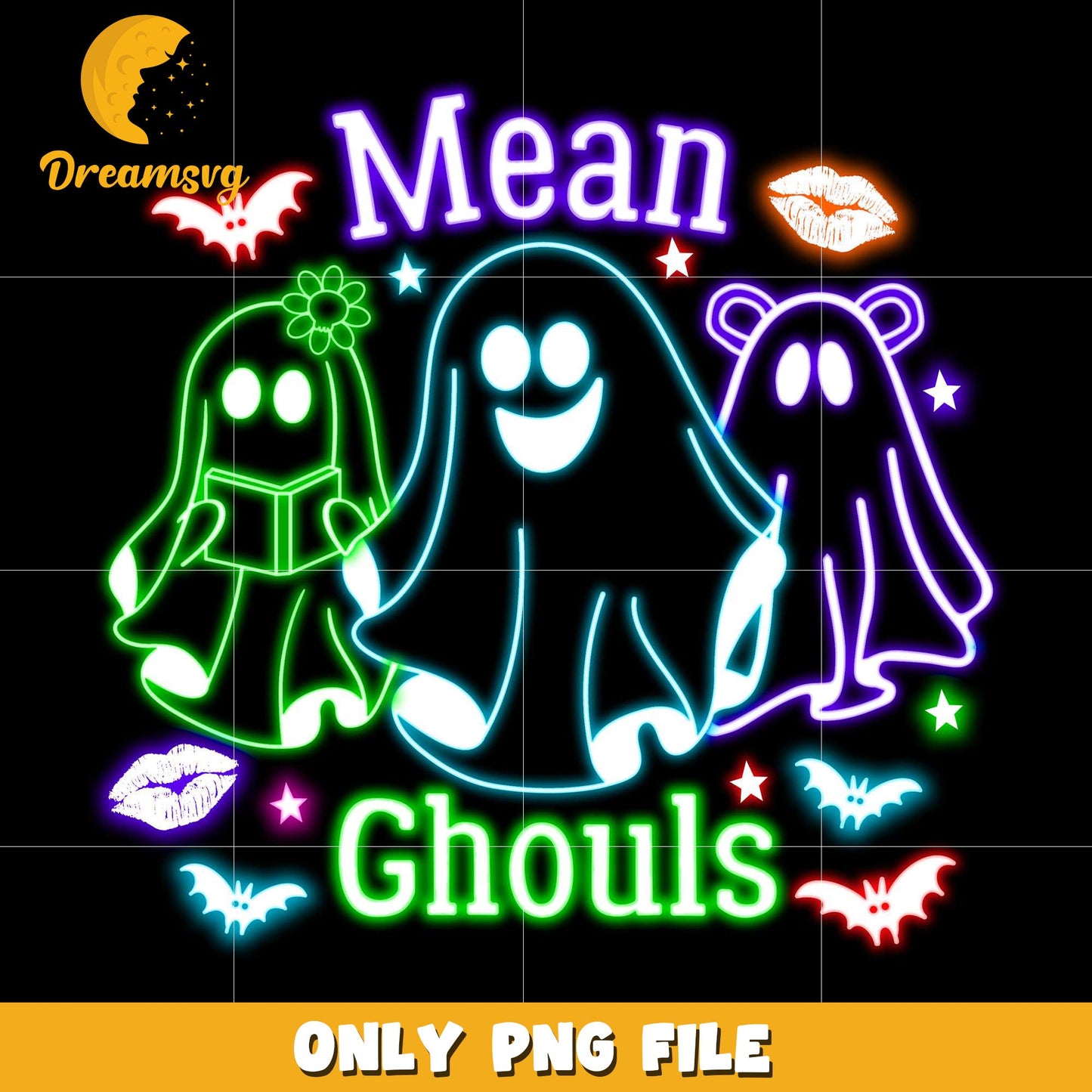 Mean ghouls neon png, spooky season png, halloween pumpkin png