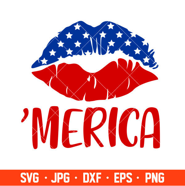 America Lips Svg, Merica Svg, Lips Flag Svg, Cricut, Silhouette Cut File