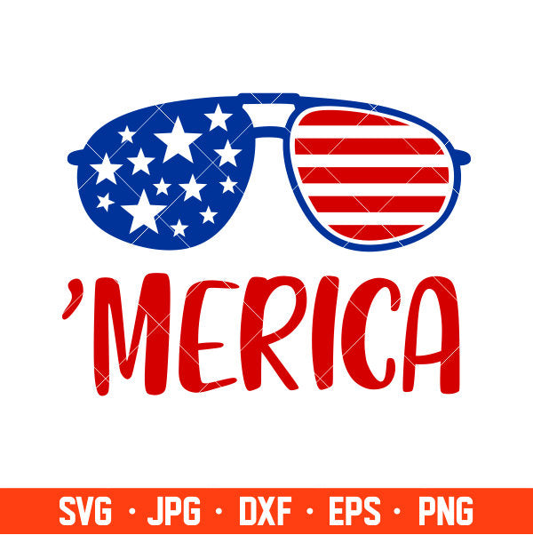 America Sunglasses Svg, Merica Svg, Sunglasses Flag Svg, Cricut, Silhouette Cut File