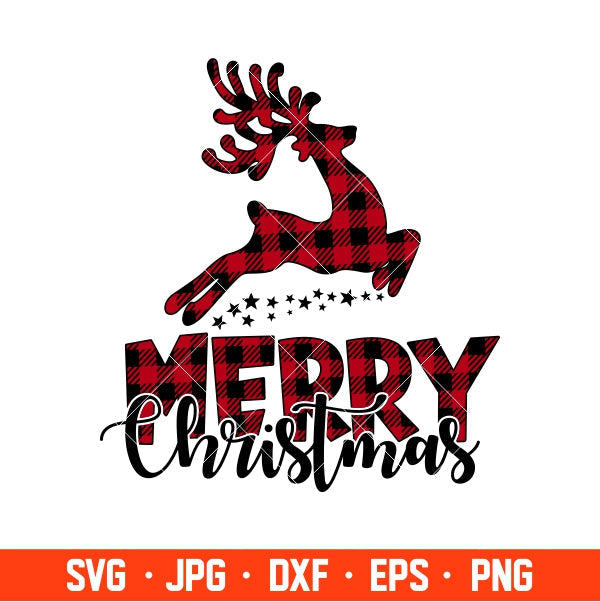 Merry Christmas Buffalo Deer Svg, Merry Christmas Svg, Reindeer Svg, Cricut, Silhouette Vector Cut File