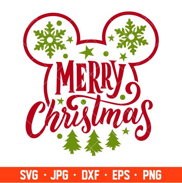 Merry Christmas Mickey Svg, Christmas Svg, Merry Christmas Svg, Cricut, Silhouette Vector Cut File