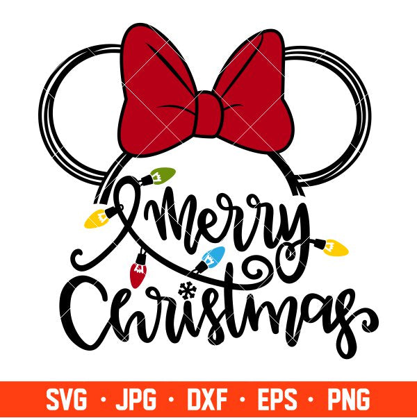 Merry Christmas Lights Minnie Mouse Svg, Free Svg, Daily Freebies Svg, Cricut, Silhouette Vector Cut File