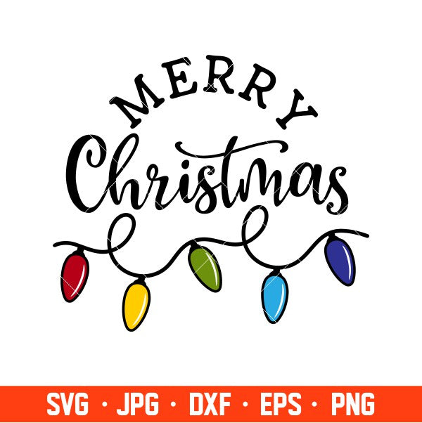 Merry Christmas Svg, Christmas Lights Svg, Christmas 2020 Svg, Cricut, Silhouette Vector Cut File