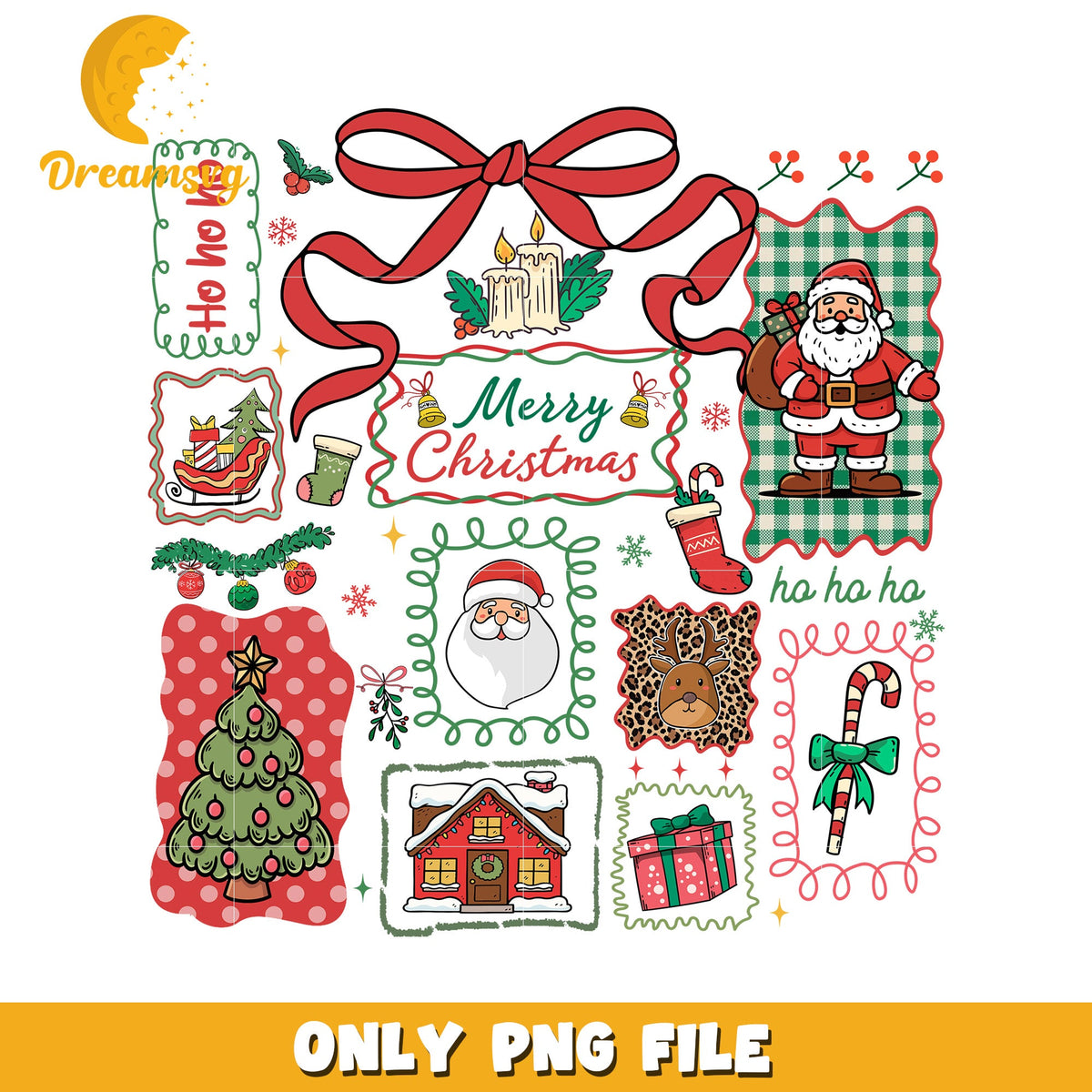 Merry Christmas Santa png, christmas lights png, christmas music png