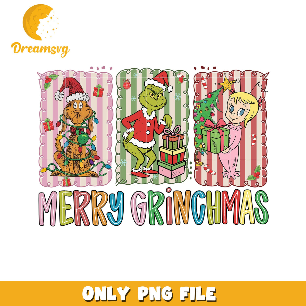 Merry Grincmas png, christmas lights png, christmas music png
