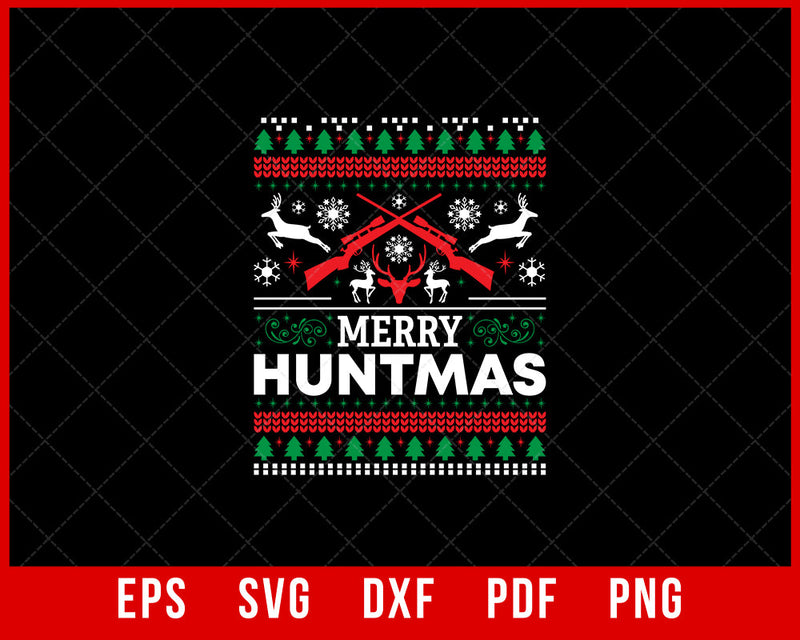 Merry Huntmas Deer Hunting Funny Christmas SVG Cutting File Digital Download