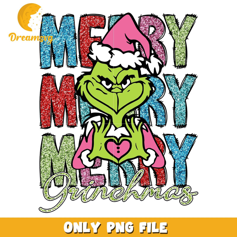 Merry merry merry grinchmas png, grinch hands heart png