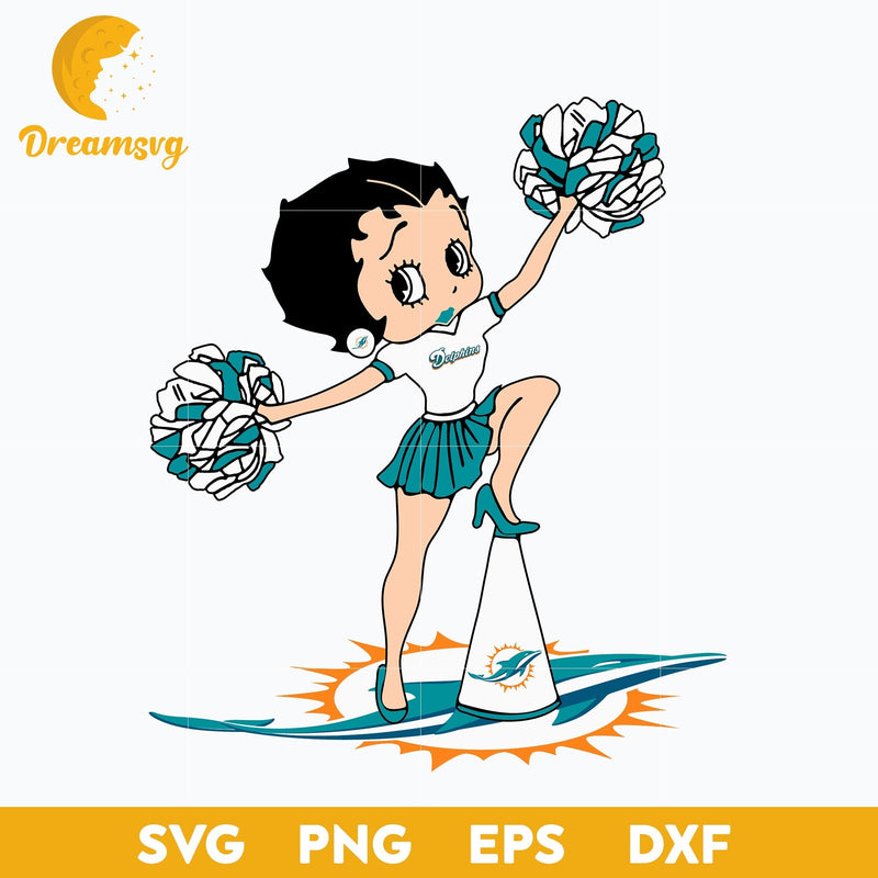 Miami Dolphins Betty Boop Cheerleader Nfl Svg, Miami Dolphins Svg, Sport Svg, Nfl Svg, Png, Dxf, Eps Digital File.